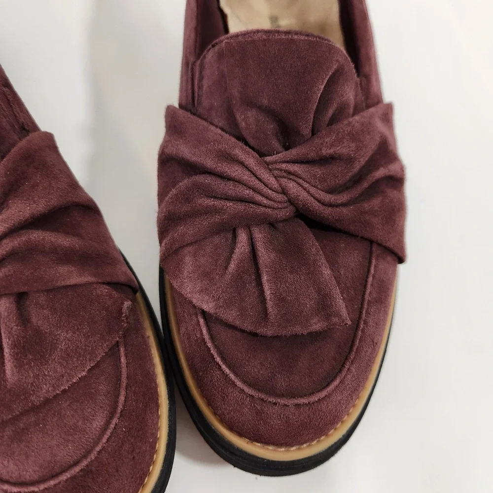 Clarks Sharon Dasher Burgundy Suede Comfort Shoes Slipon Womens Size 9.5 Loafers